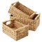 3-Piece Hyacinth Rectangular Storage Basket Set w/ Wood Handles, Natural Wicker